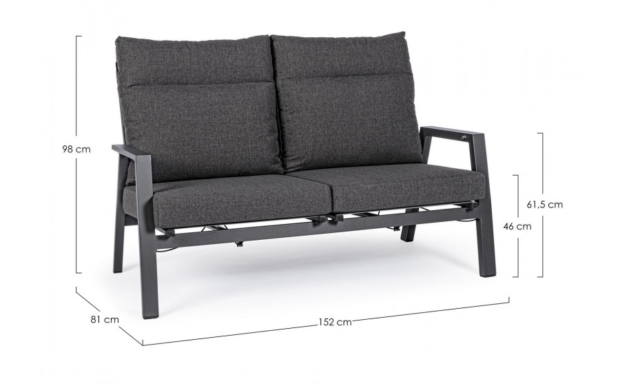 BIZZOTTO sofa 2-osobowa ogrodowa KLEDI  szara