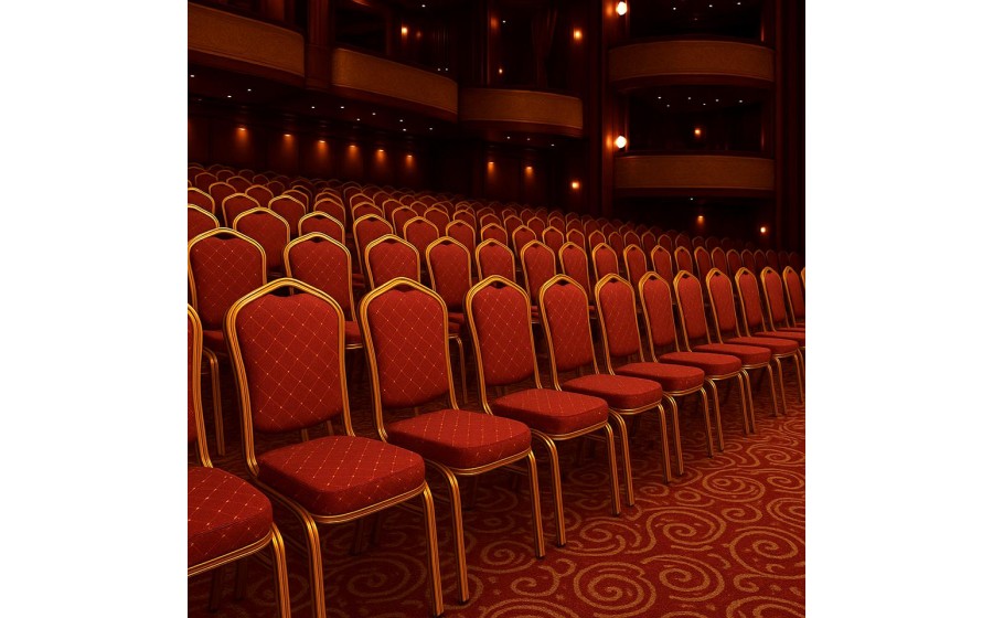 Krzesło bankietowe, konferencyjne HEROS czerwone, złote