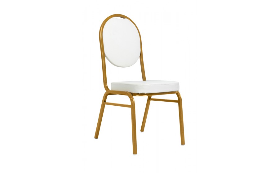 Krzesło bankietowe, konferencyjne HESTIA biały, złoty