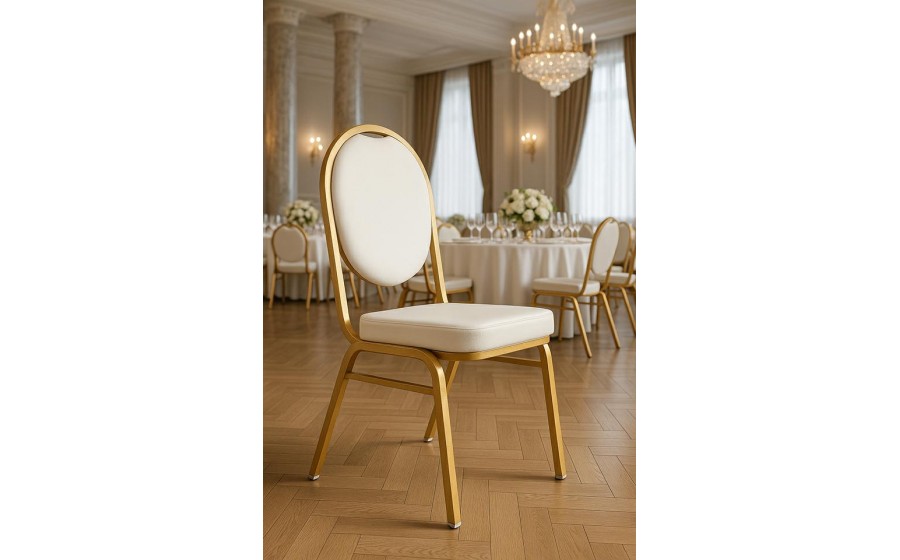 Krzesło bankietowe, konferencyjne HESTIA biały, złoty