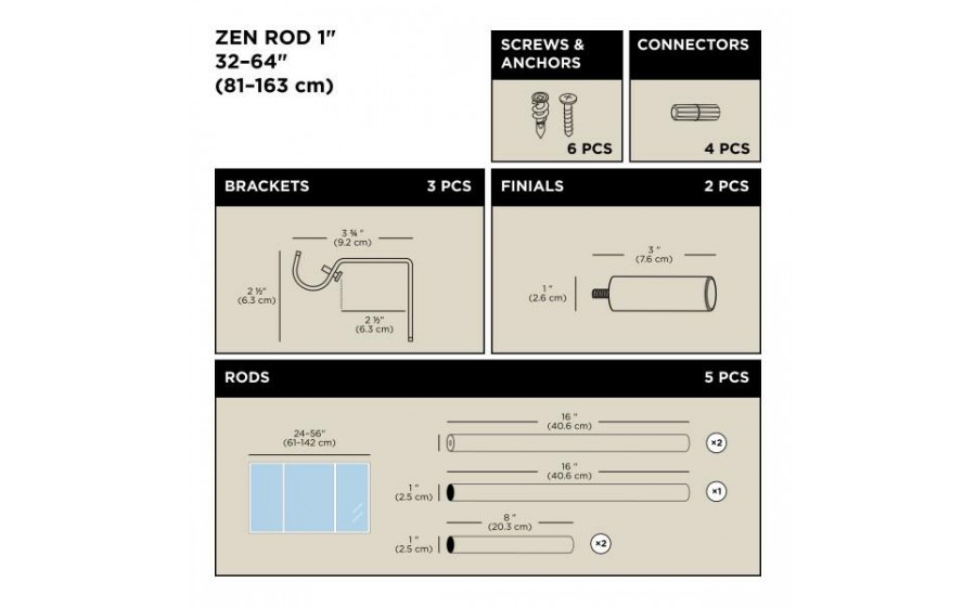 UMBRA karnisz ZEN 81-162 cm srebrny