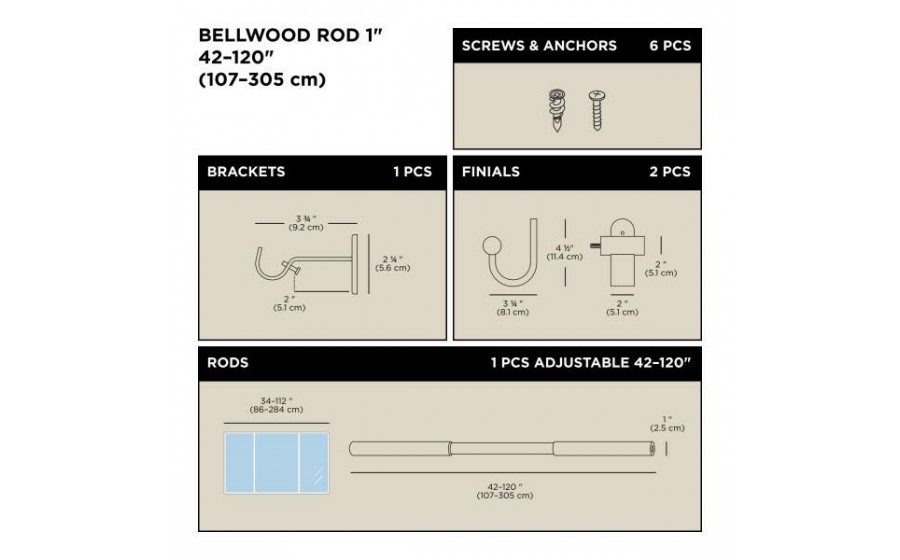 UMBRA karnisz BELLWOOD 107 - 305 cm  biały / brązowy