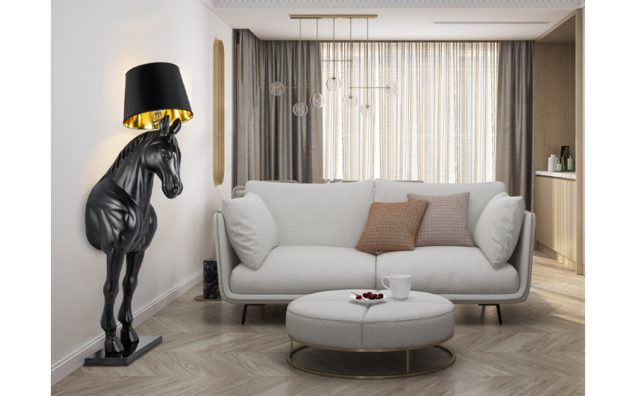 MOOSEE lampa podłogowa KOŃ HORSE STAND  M czarna - włókno szklane