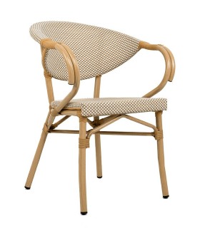 Expo Krzesło ogrodowe CAFE BISTRO PARIS ARM  jasnobrązowe rattan