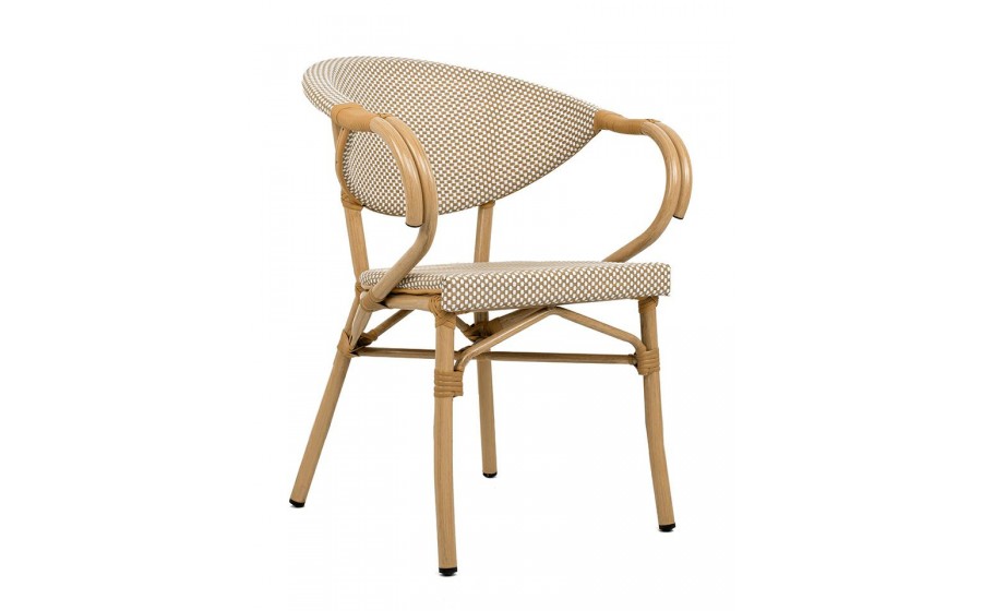 Expo Krzesło ogrodowe CAFE BISTRO PARIS ARM  jasnobrązowe rattan