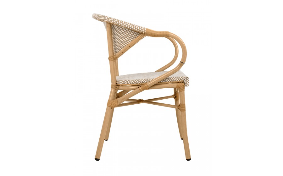 Expo Krzesło ogrodowe CAFE BISTRO PARIS ARM  jasnobrązowe rattan