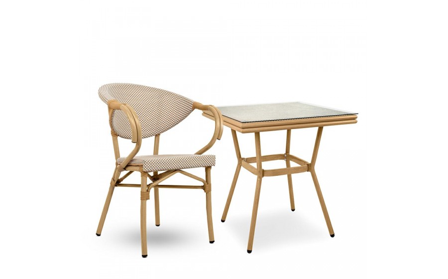 Expo Krzesło ogrodowe CAFE BISTRO PARIS ARM  jasnobrązowe rattan