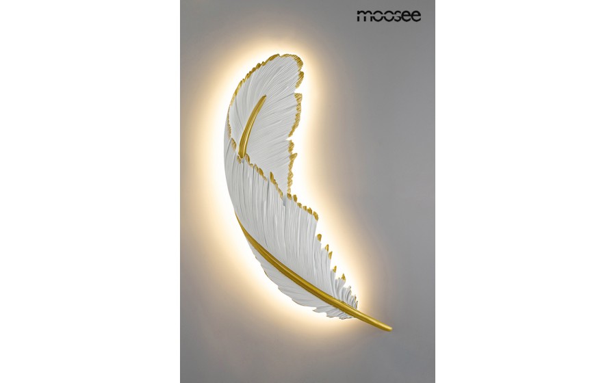 Expo MOOSEE lampa ścienna PIÓRKO  biała / złota