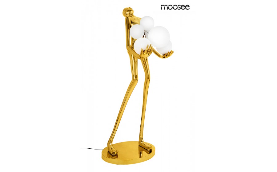 MOOSEE lampa podłogowa, HUMAN GOLD, elegancka lampa, nowoczesny design, lampa z żywicy, dekoracyjna lampa, złota lampa,