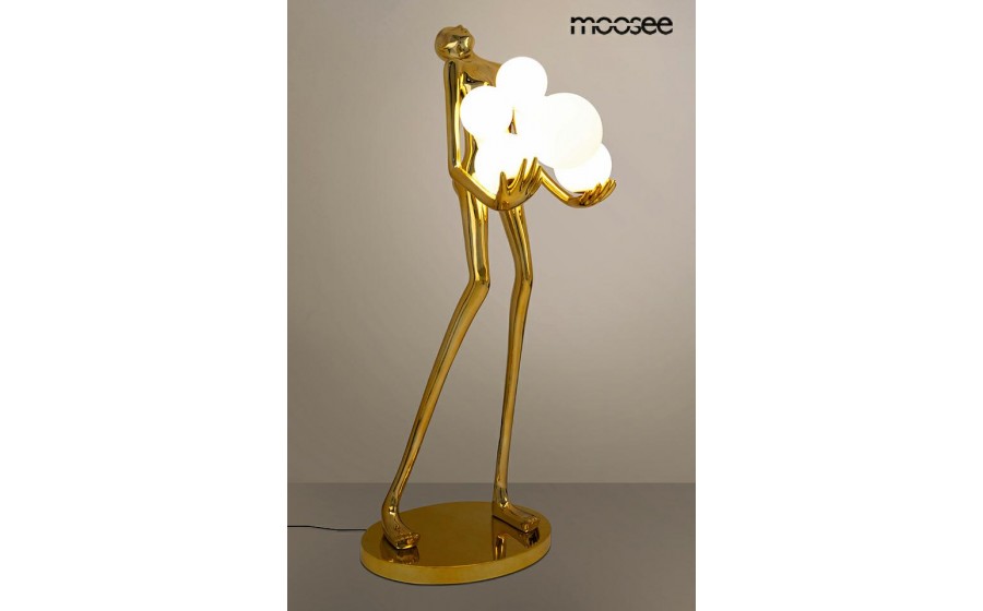 MOOSEE lampa podłogowa, HUMAN GOLD, elegancka lampa, nowoczesny design, lampa z żywicy, dekoracyjna lampa, złota lampa,
