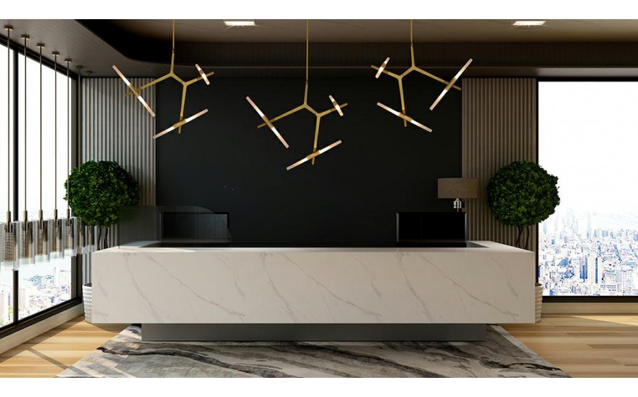 Expo Lampa wisząca CANDELABR 6 złota - aluminium, szkło