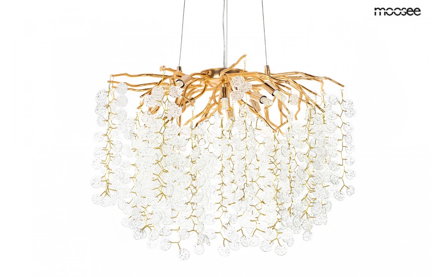 MOOSEE, lampa wisząca, RIVIERA 80 złota, przezroczyste klosze, ekskluzywna oprawa, eleganckie oświetlenie, nowoczesny design,