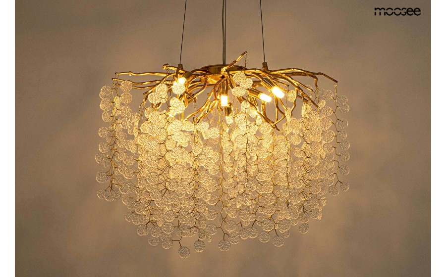 MOOSEE, lampa wisząca, RIVIERA 80 złota, przezroczyste klosze, ekskluzywna oprawa, eleganckie oświetlenie, nowoczesny design,