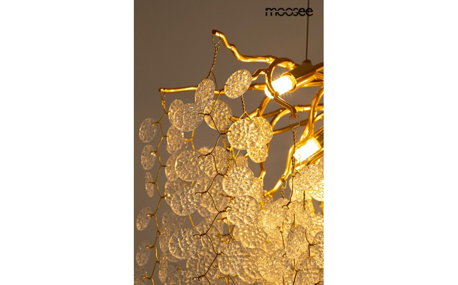 MOOSEE, lampa wisząca, RIVIERA 80 złota, przezroczyste klosze, ekskluzywna oprawa, eleganckie oświetlenie, nowoczesny design,