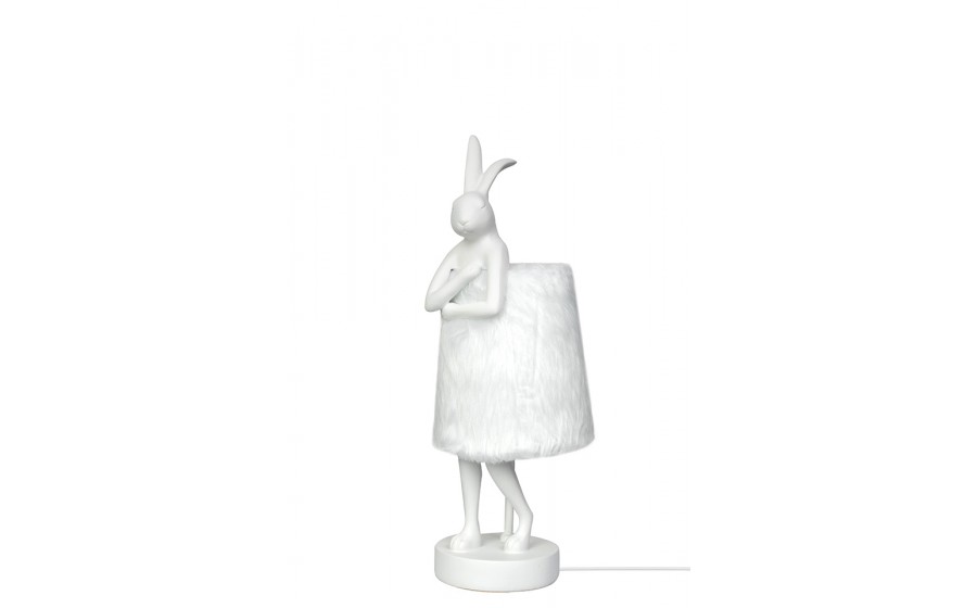 Expo KARE lampa stołowa RABBIT FUR 50 cm  biała / srebrna