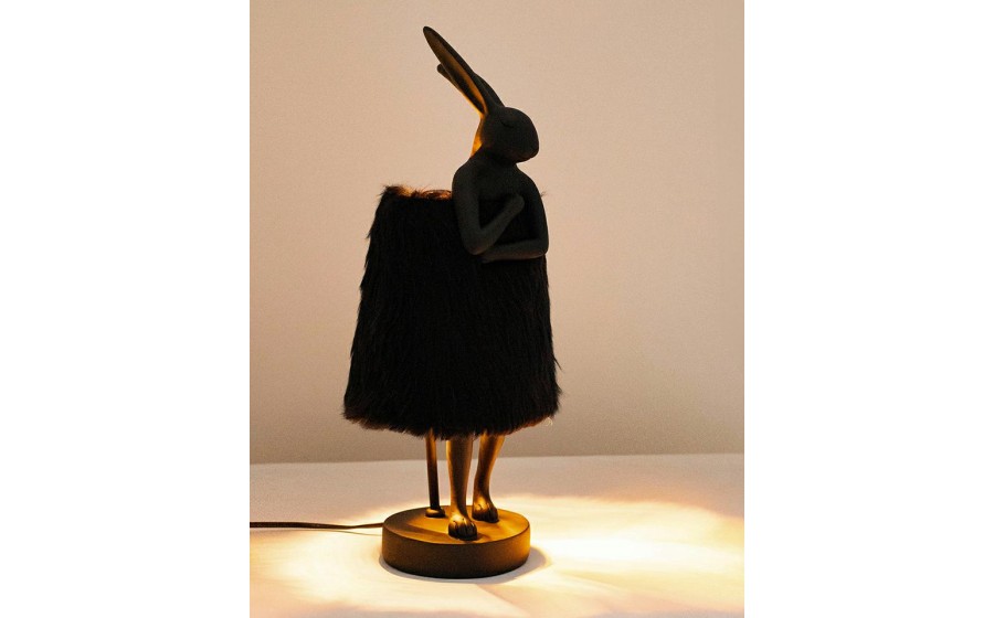 Expo KARE lampa stołowa RABBIT FUR 50 cm  czarna / złota