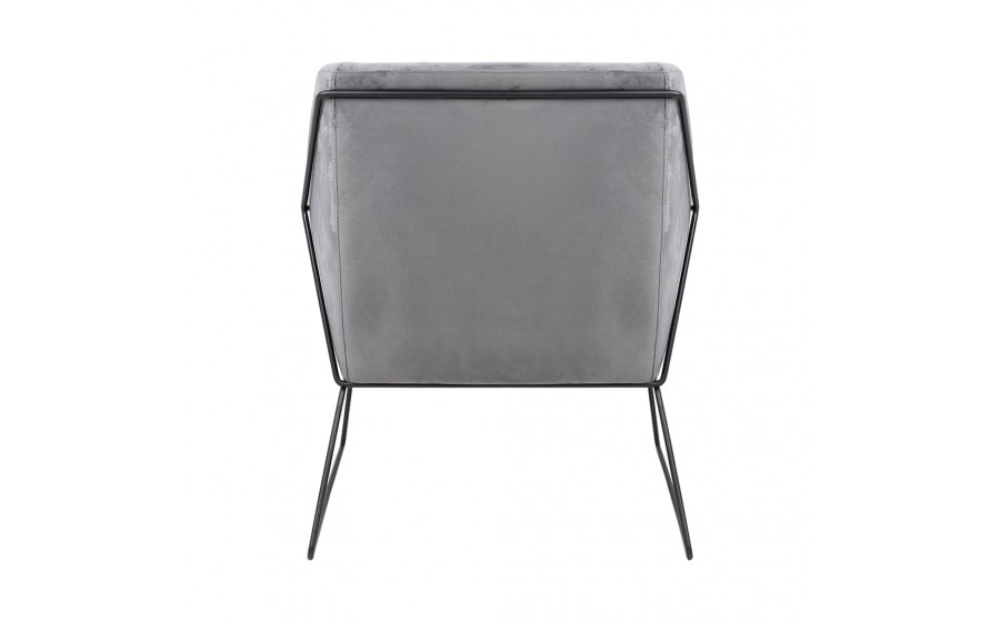 Fotel tapicerowany EMMA VELVET ciemny szary welur - podstawa czarna