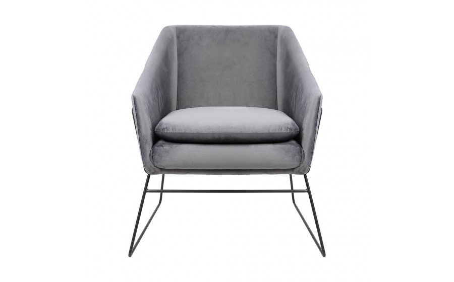 Fotel tapicerowany EMMA VELVET ciemny szary welur - podstawa czarna