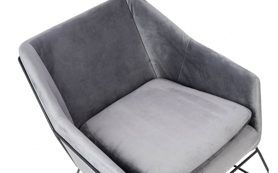 Fotel tapicerowany EMMA VELVET ciemny szary welur - podstawa czarna