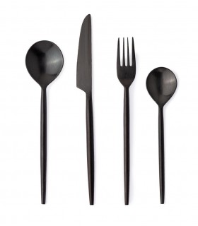 BIZZOTTO zestaw sztućców BRONTE SATIN  BLACK 16 szt.