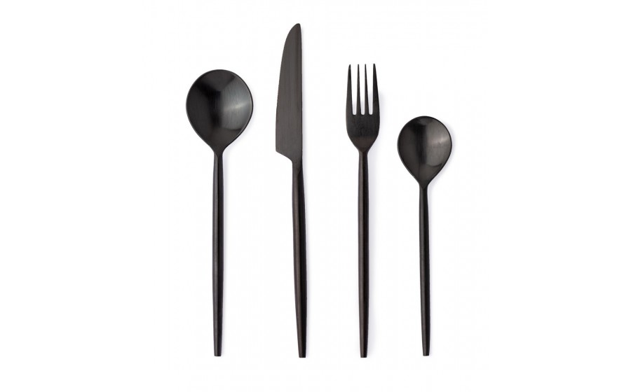 BIZZOTTO zestaw sztućców BRONTE SATIN  BLACK 16 szt.