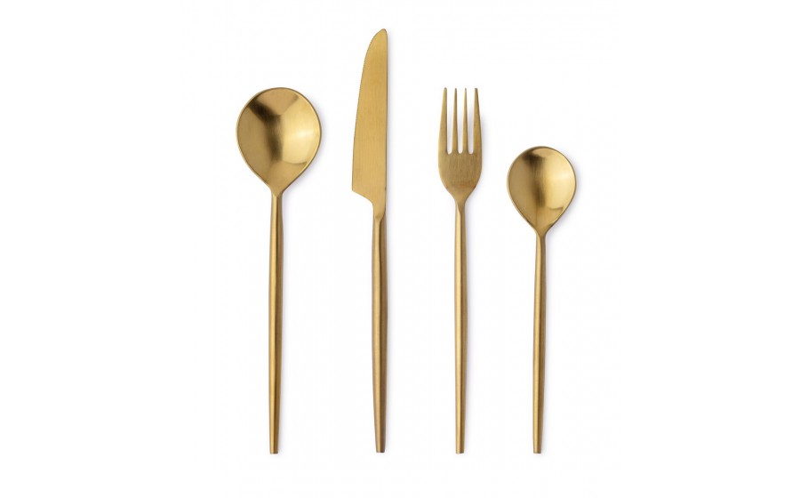 BIZZOTTO zestaw sztućców BRONTE SATIN  GOLD 16 szt.