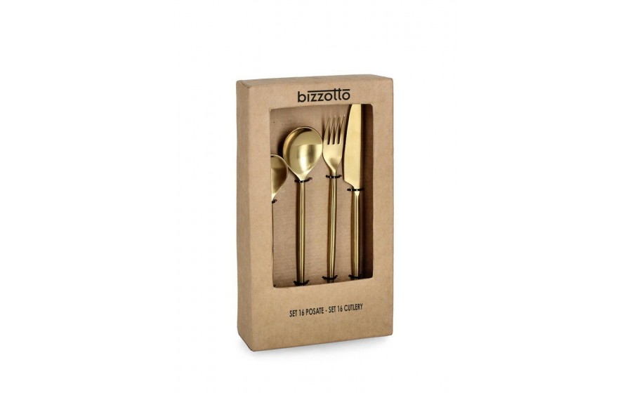 BIZZOTTO zestaw sztućców BRONTE SATIN  GOLD 16 szt.