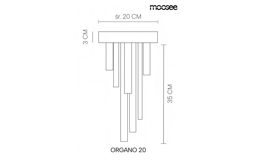 MOOSEE lampa sufitowa / plafon ORGANO 20  złota