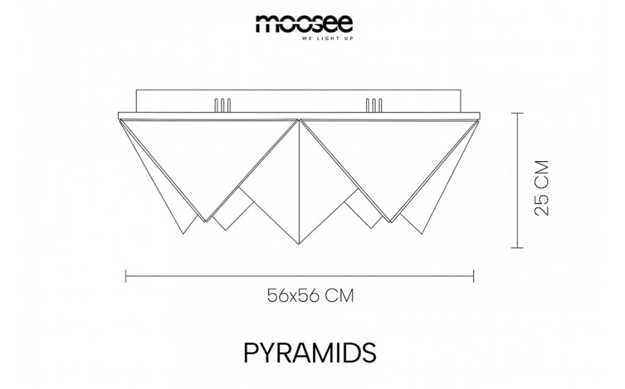 MOOSEE lampa sufitowa, plafon PYRAMIDS  złota