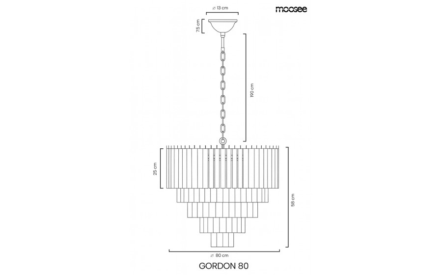 MOOSEE lampa wisząca GORDON 80 złota