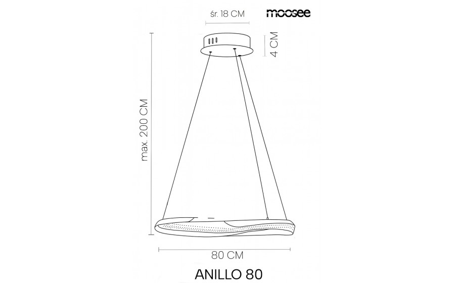 MOOSEE lampa wisząca ANILLO 80 czarny chrom