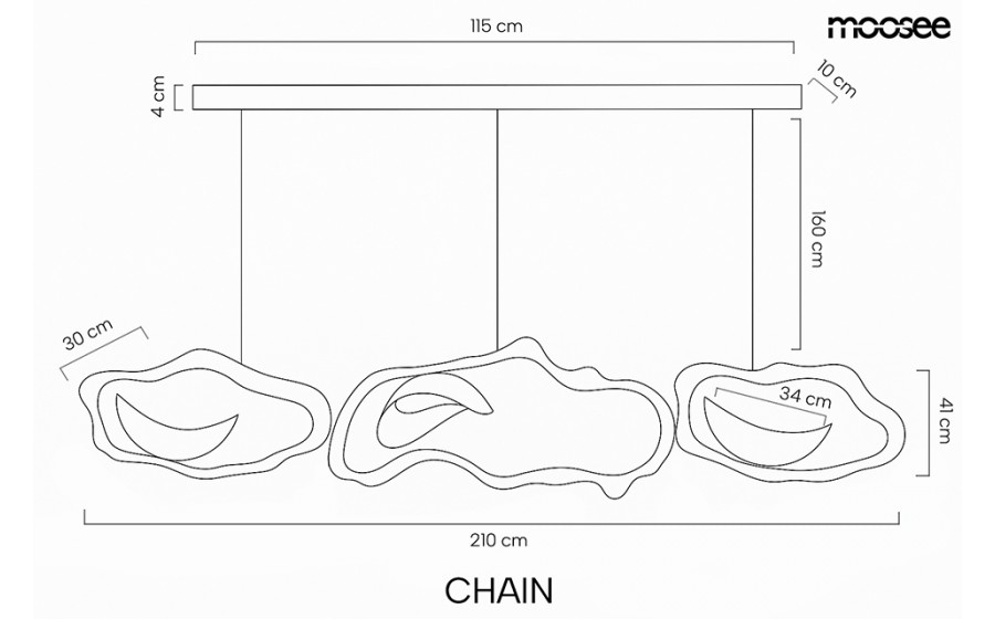 MOOSEE lampa wisząca CHAIN 210 złota