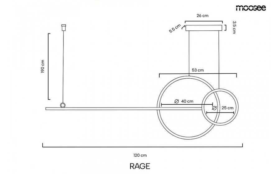 MOOSEE lampa wisząca RAGE złota