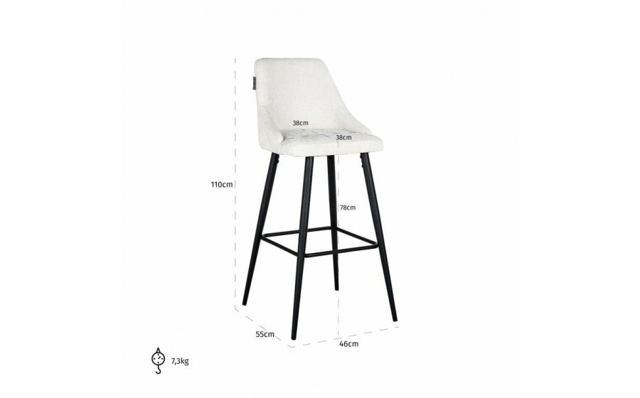 RICHMOND zestaw 2 krzeseł barowych BROOKE 78 biały