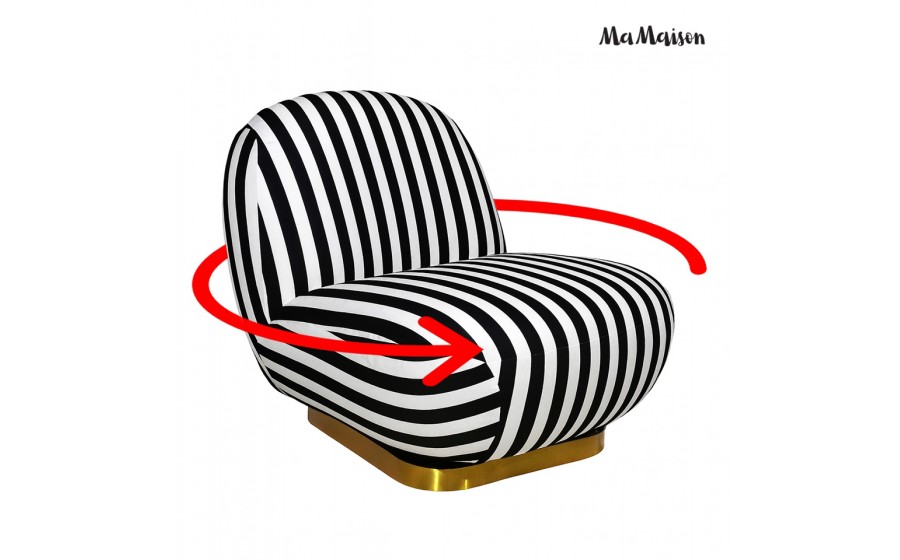 MaMaison fotel tapicerowany obrotowy AZURE biały czarny