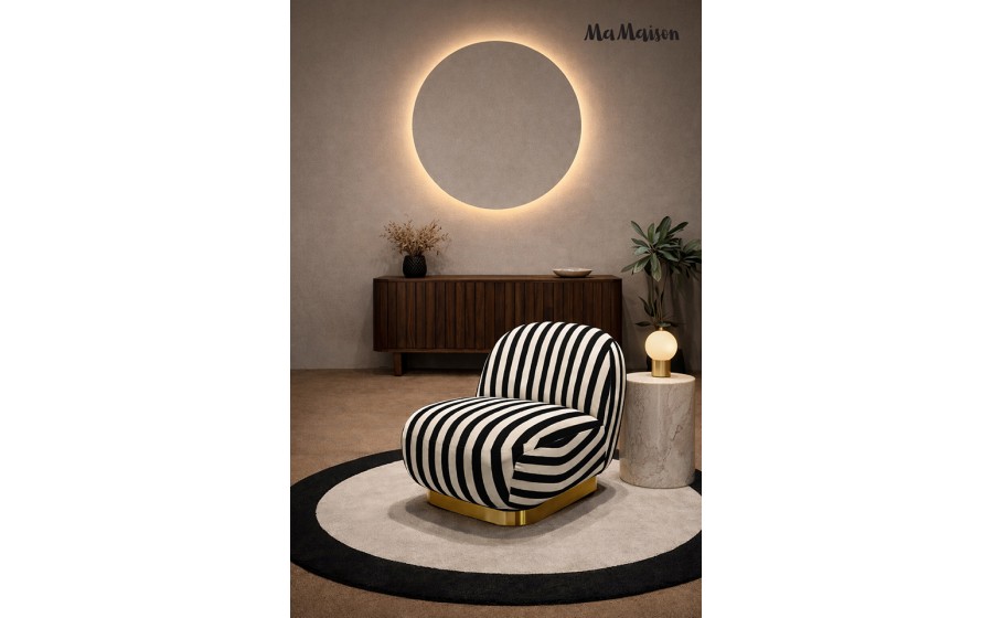 MaMaison fotel tapicerowany obrotowy AZURE biały czarny