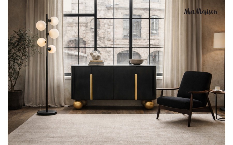 MaMaison komoda ORGANIC czarna / złota  / drewno