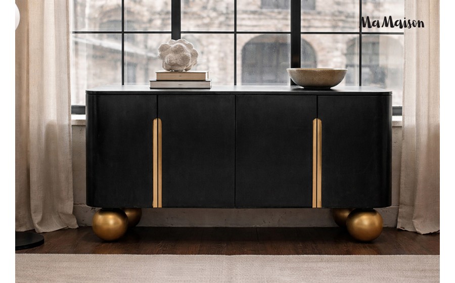 MaMaison komoda ORGANIC czarna / złota  / drewno