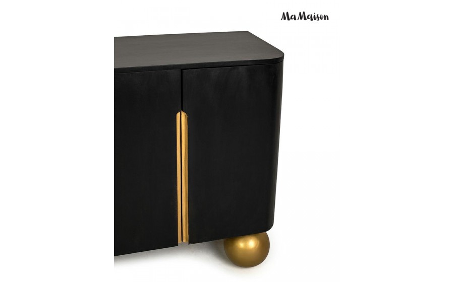 MaMaison komoda ORGANIC SHORT - czarna/złota/drewno