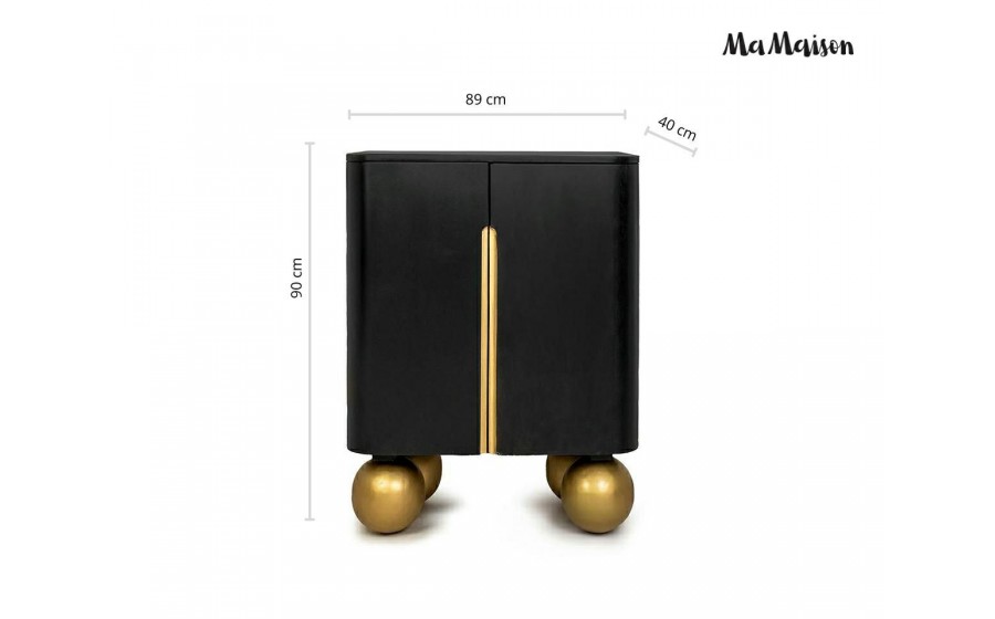 MaMaison komoda ORGANIC SHORT czarna złota drewno mango