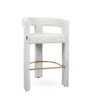 MaMaison krzesło barowe tapicerowane LOGAN białe