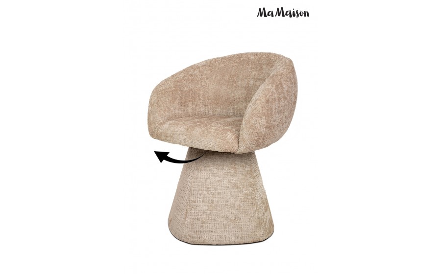 MaMaison krzesło tapicerowane obrotowe PEDRA beżowe