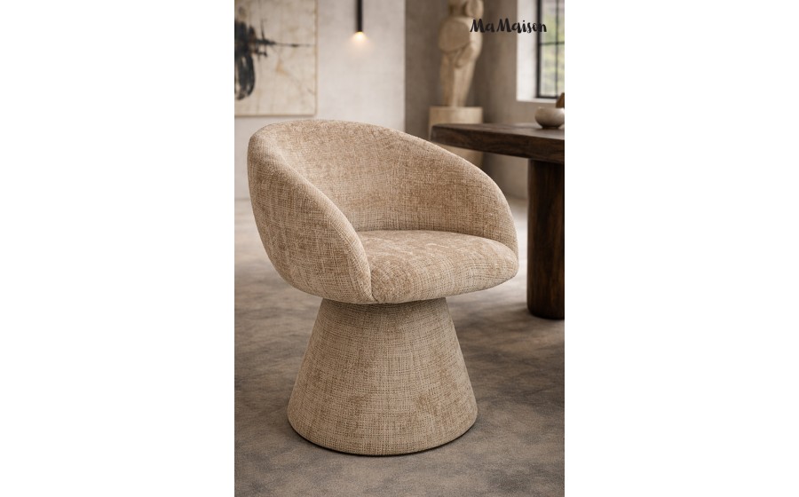 MaMaison krzesło tapicerowane obrotowe PEDRA beżowe