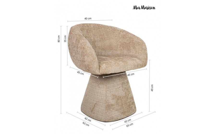 MaMaison krzesło tapicerowane obrotowe PEDRA beżowe