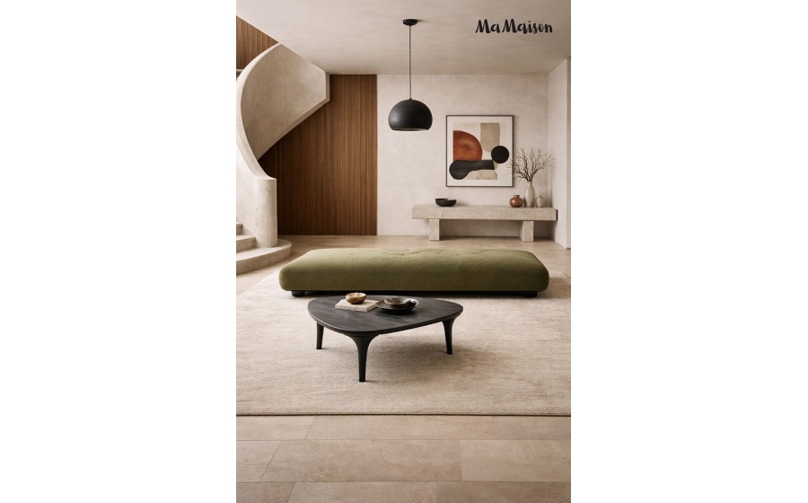 MaMaison stolik kawowy LAMINAR 86 czarny / drewno mango