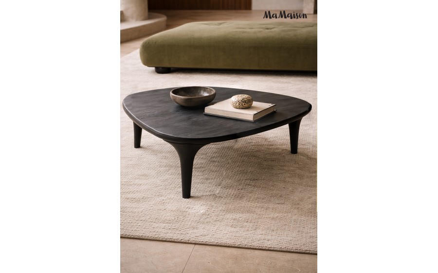 MaMaison stolik kawowy LAMINAR 86 czarny / drewno mango