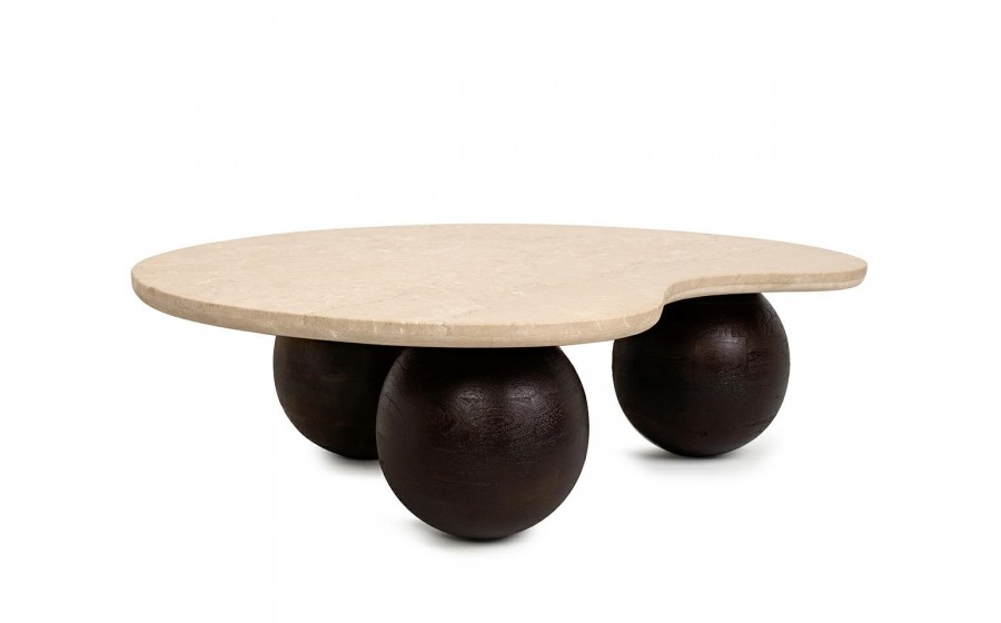 MaMaison stolik kawowy ORGANIC 106 trawertyn  / drewno