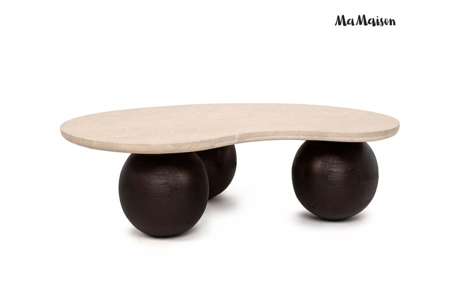 MaMaison stolik kawowy ORGANIC 106 trawertyn  / drewno