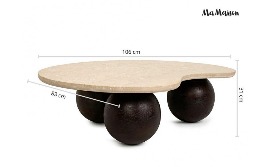 MaMaison stolik kawowy ORGANIC 106 trawertyn  / drewno