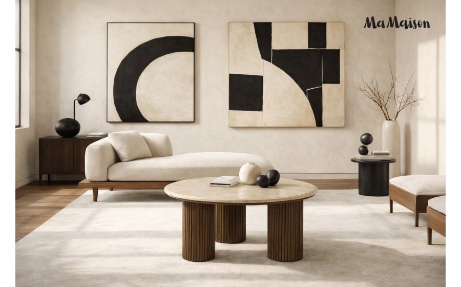 MaMaison stolik kawowy RAGNO 68 marmur drewno mango